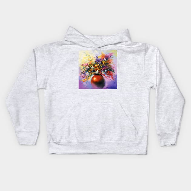 A bouquet of summer flowers Kids Hoodie by OLHADARCHUKART